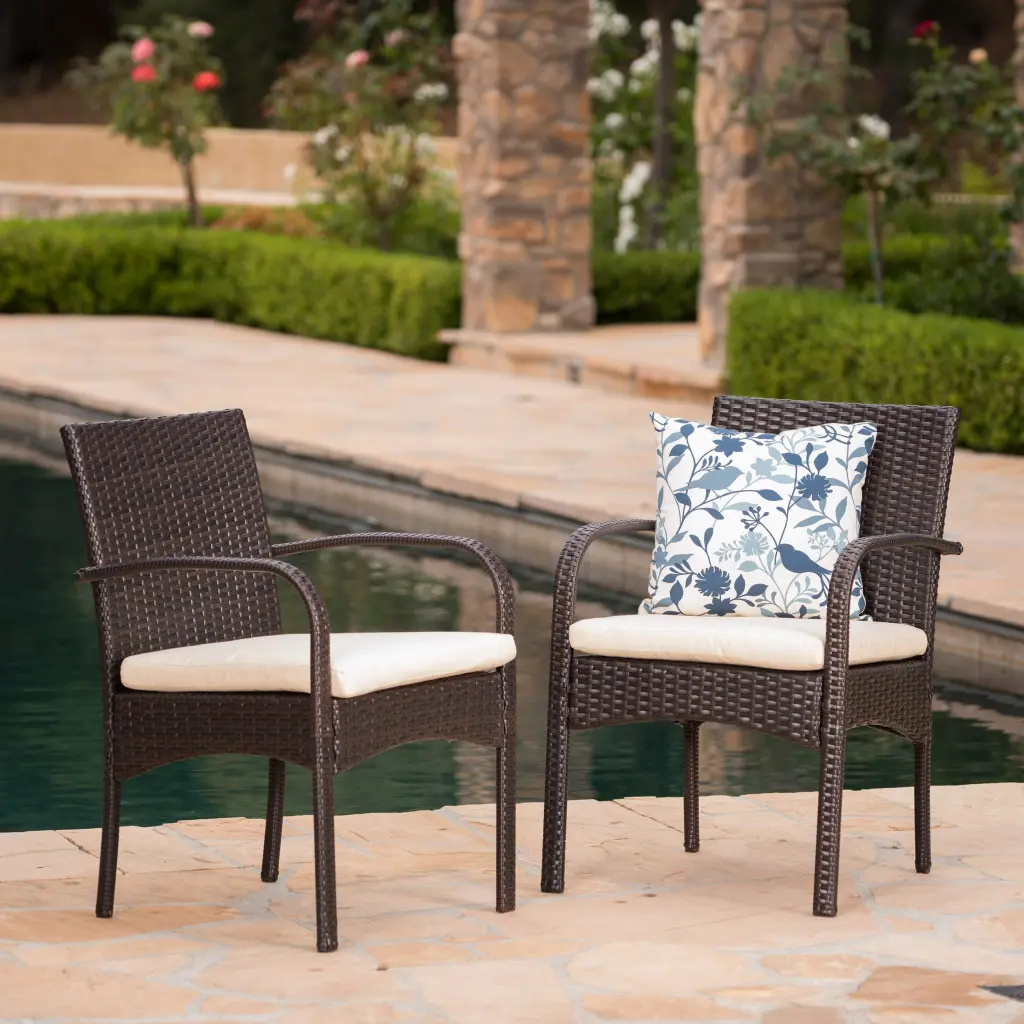 Cordoba KD PE Wicker Dining Chair Brown Beige PE Rattan Waterproof nh-purenest