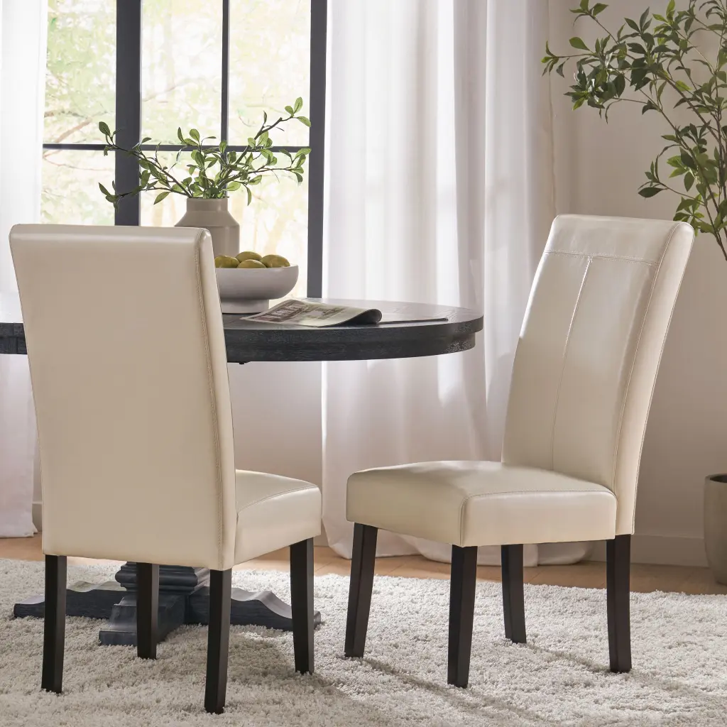 Hanford Dining Chair Ivory PU Leather Modern Kitchen Side Chair Set 1 nh-purenest