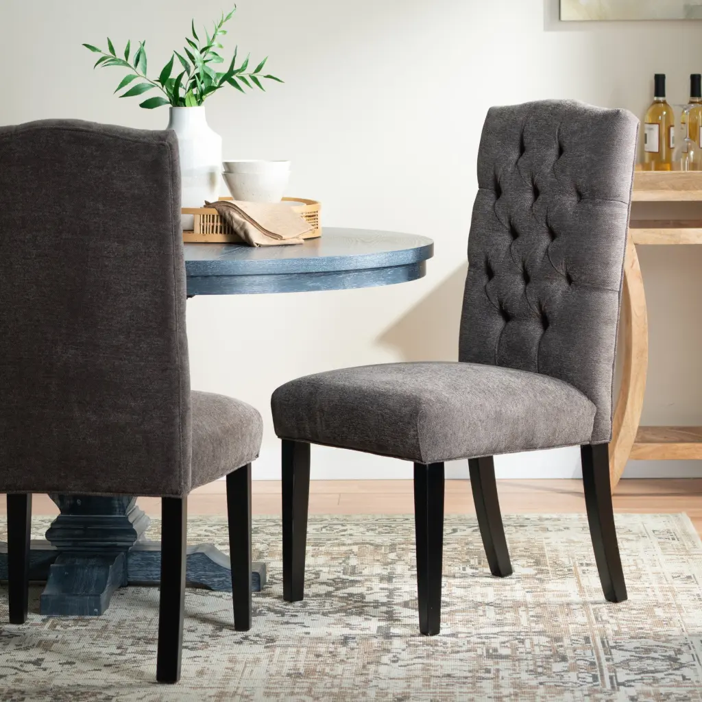Harriet KD Tufted Dining Chair Dark Grey - Modern Upholstered Seat nh-purenest