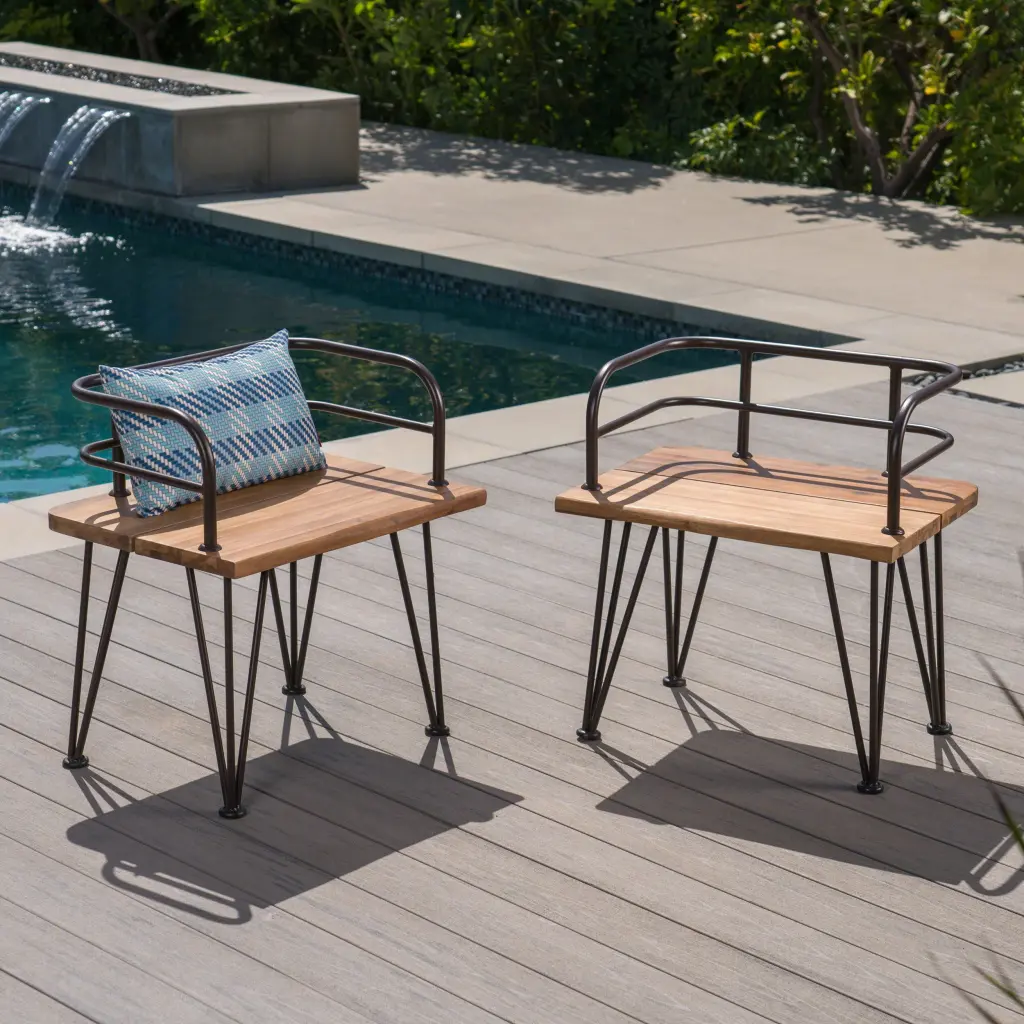 Zion Industrial Timber And Metallic Chair Teak Metallic & Timber nh-sunfay