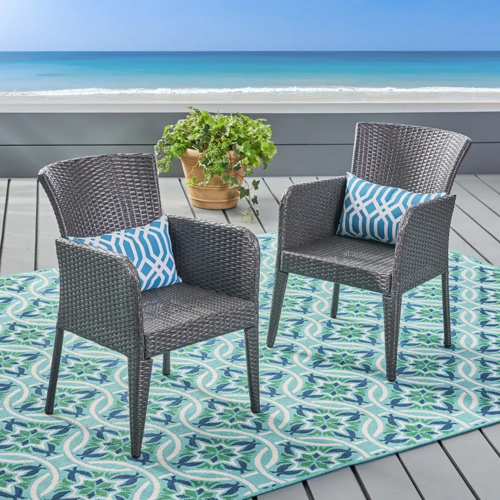 Anaya KD PE Dining Chair Set 2 Grey Iron nh-vivalux