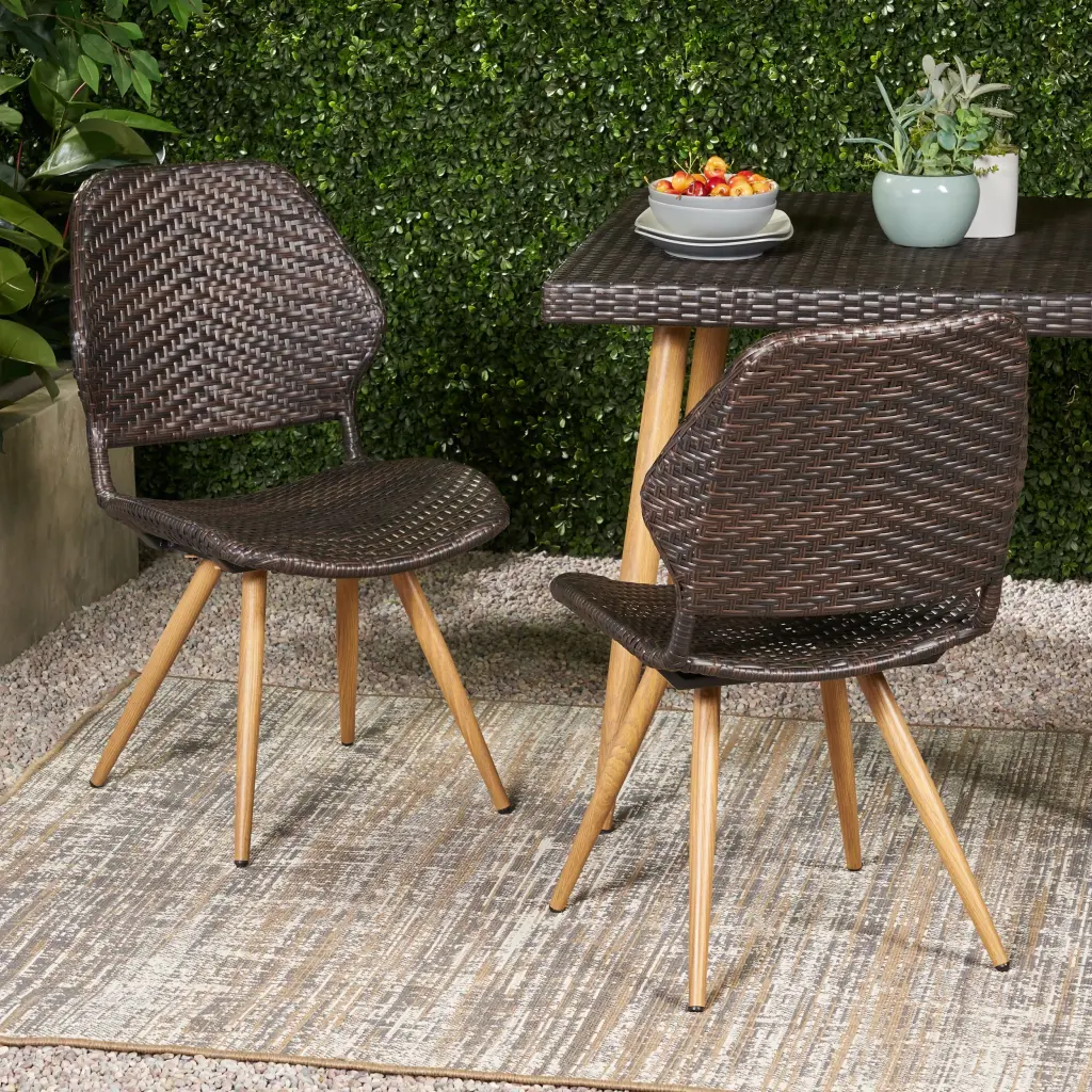 Laryn Dining Chair Set 2 Brown Multi Rattan nh-vivalux