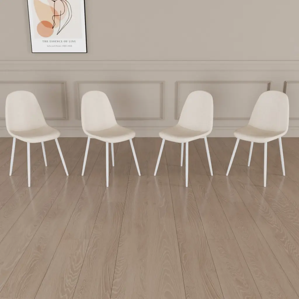 Dining Chairs Set 4 Modern Accent Chairs Linen Material Upholstery nuoli furniture