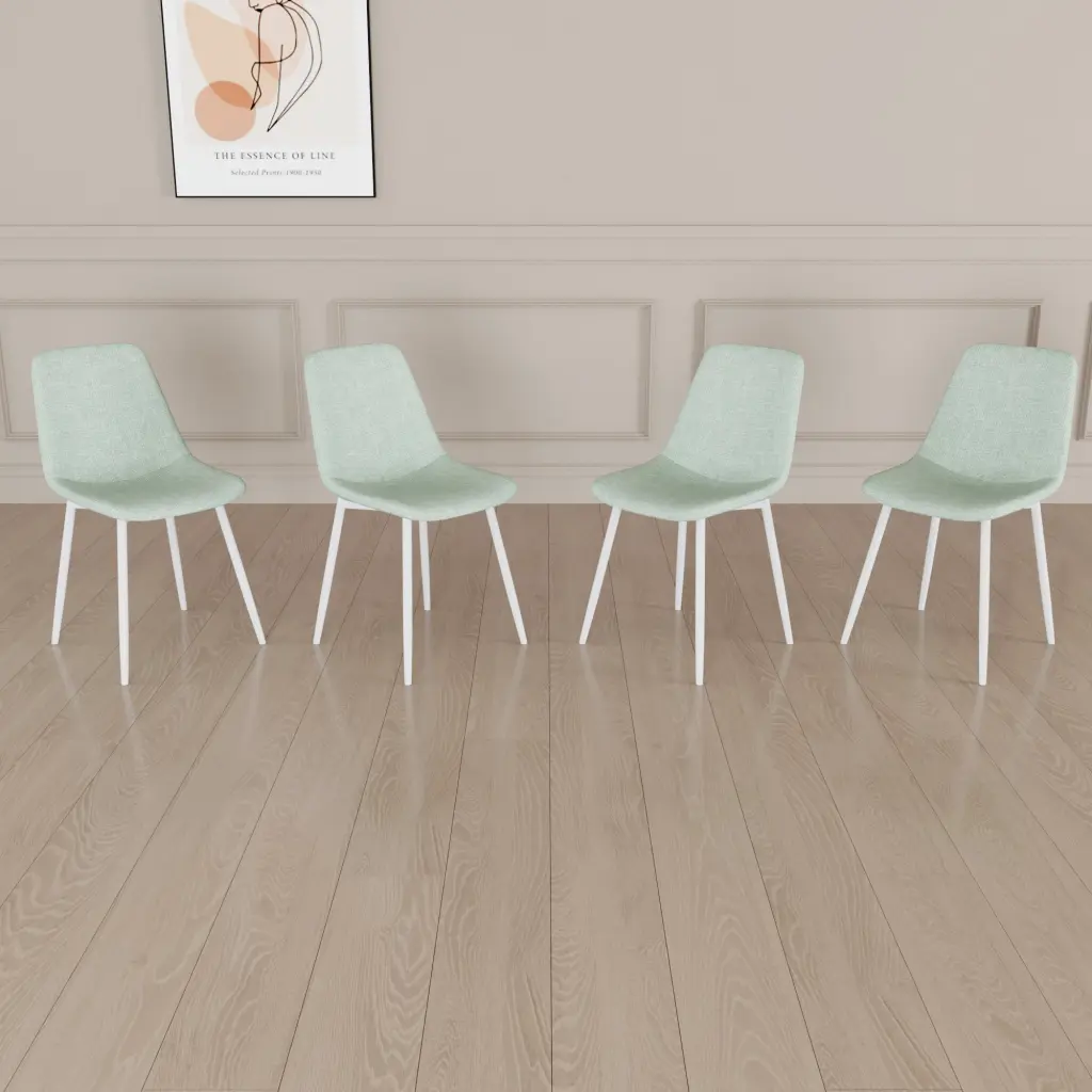 Set 4 Modern Dining Chairs Linen Padded Kitchen Chairs nuoli furniture