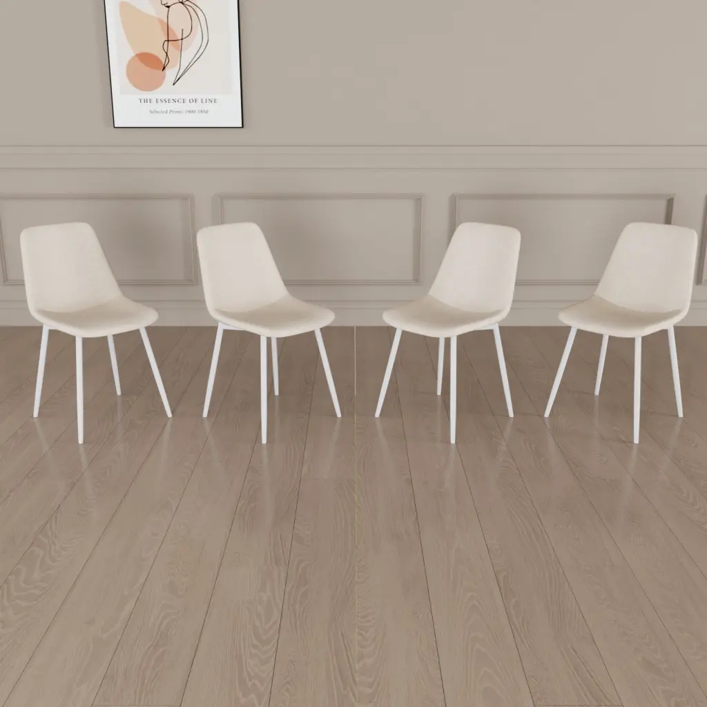 Set 4 Modern Kitchen Dining Chairs Linen Padded Seats Contemporary Home Decor nuoli furniture