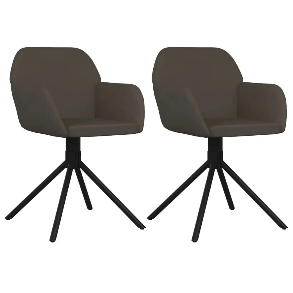 2 Pack Dark Gray Velvet Swivel Dining Chairs Modern Kitchen Seating