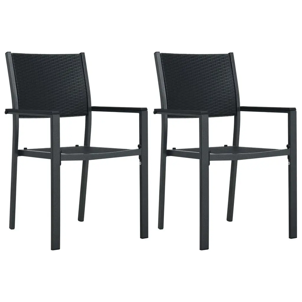 Patio Chairs 2 Piece Set Black Plastic Rattan Look