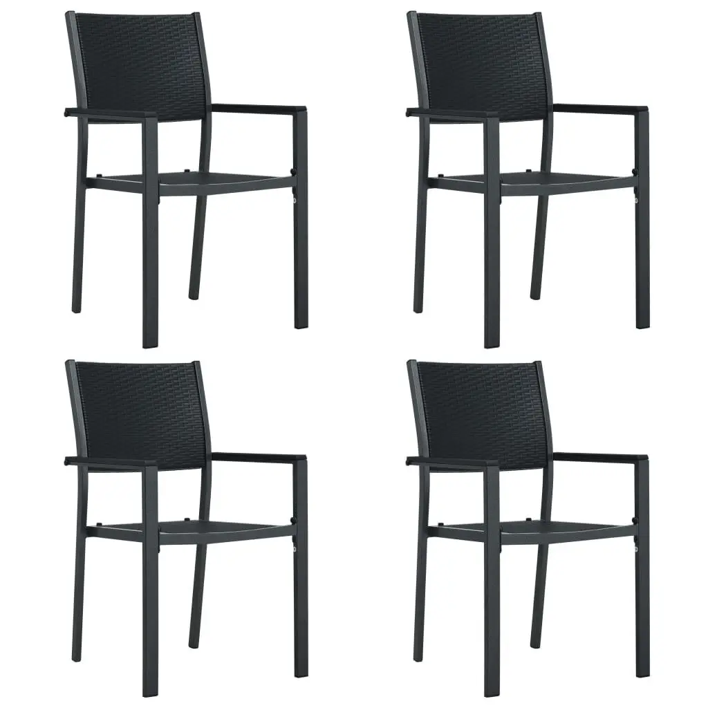 Patio Chairs 4 Piece Set Black Plastic Rattan Look