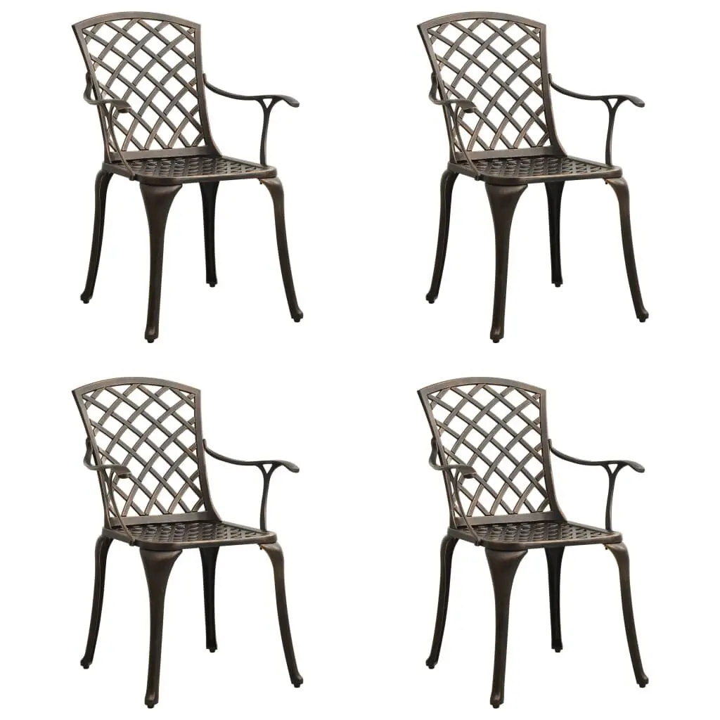 Patio Chairs 4 Pieces Cast Aluminum Bronze Outdoor Dining Chairs