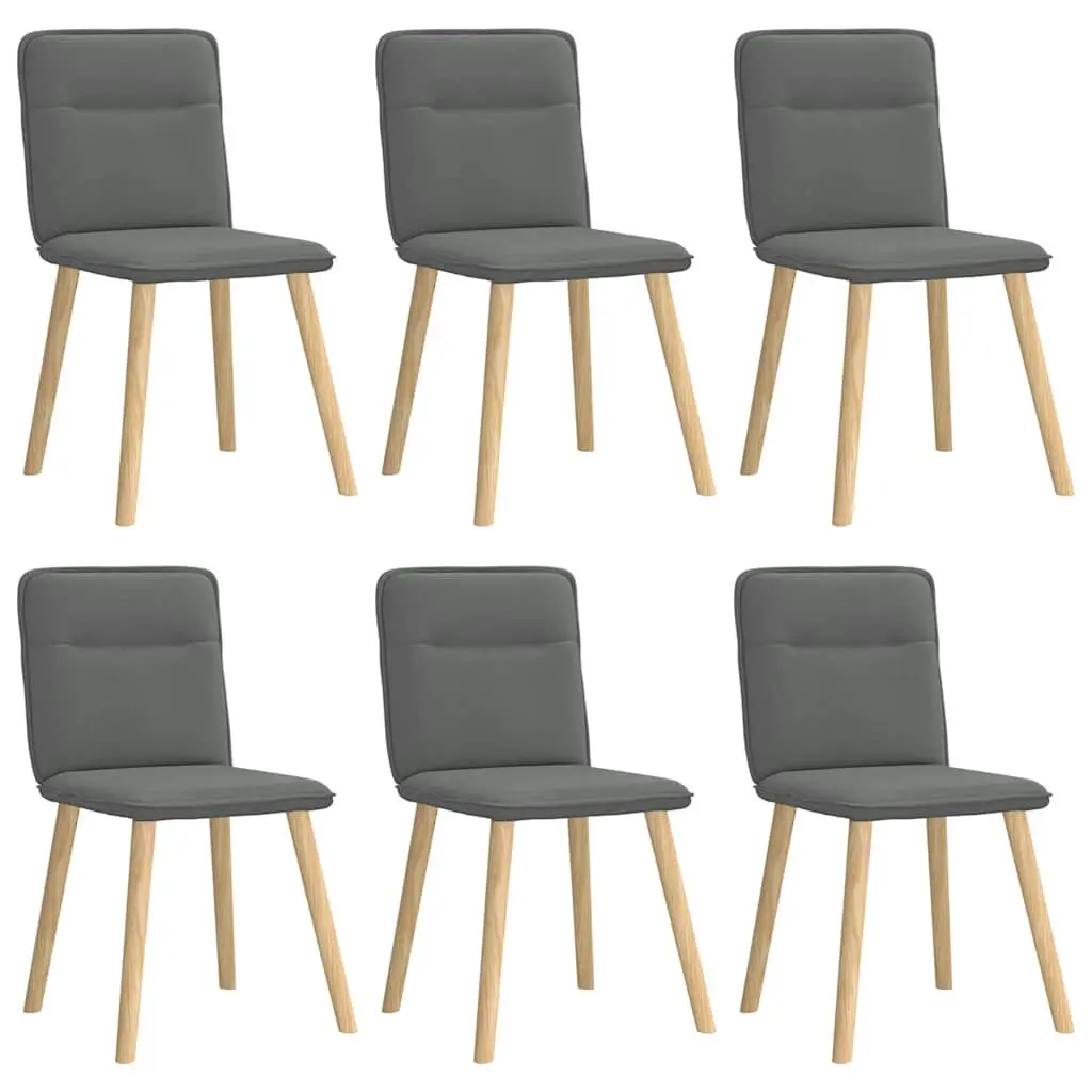 6 Piece Dark Gray Fabric Dining Chairs Set Modern Kitchen Seating