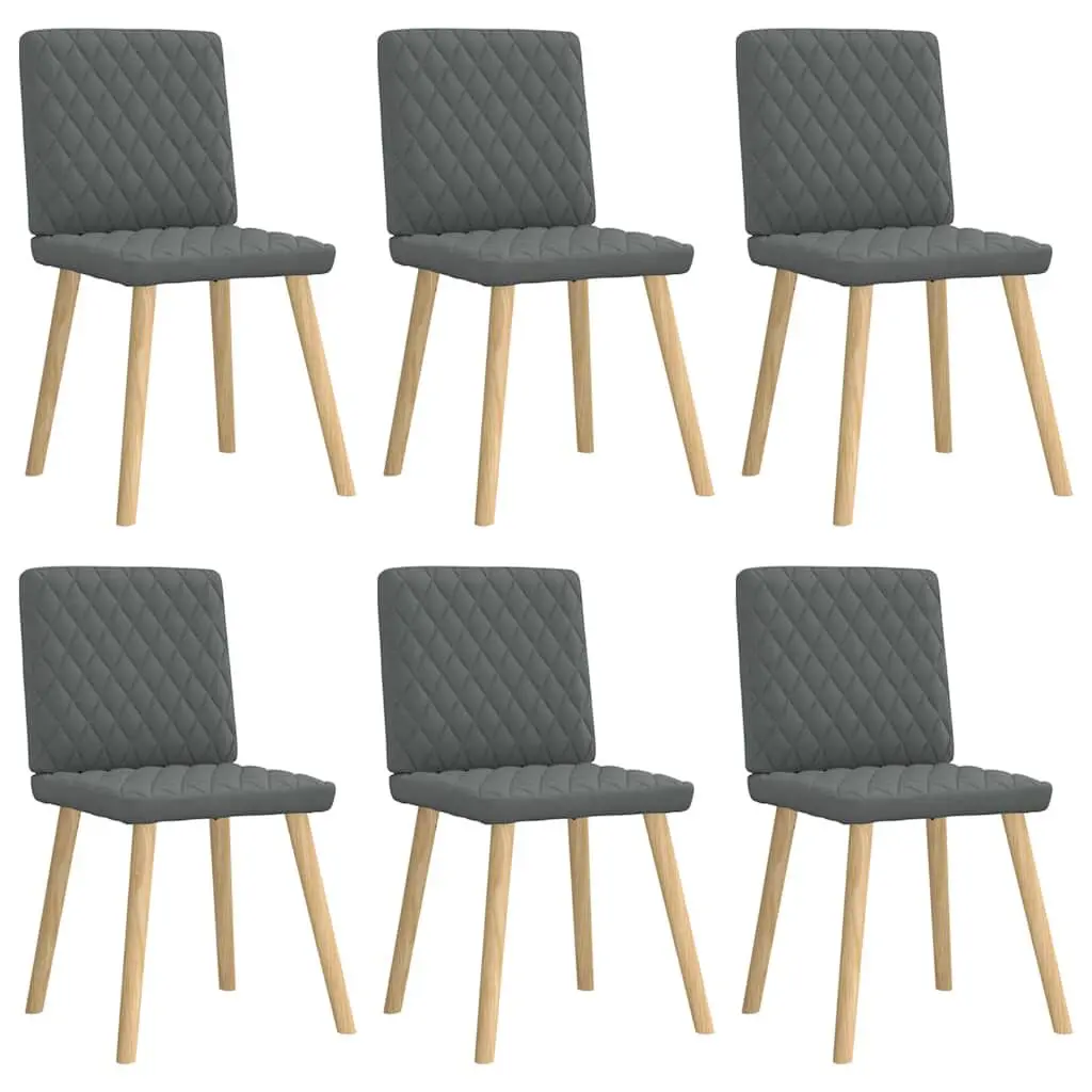 6 Piece Dark Gray Fabric Dining Chairs Set Contemporary Kitchen Seating