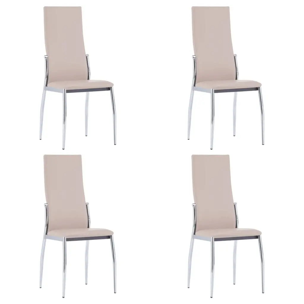 4 Piece Dining Chairs Set Cappuccino Faux Leather Modern Kitchen Chairs