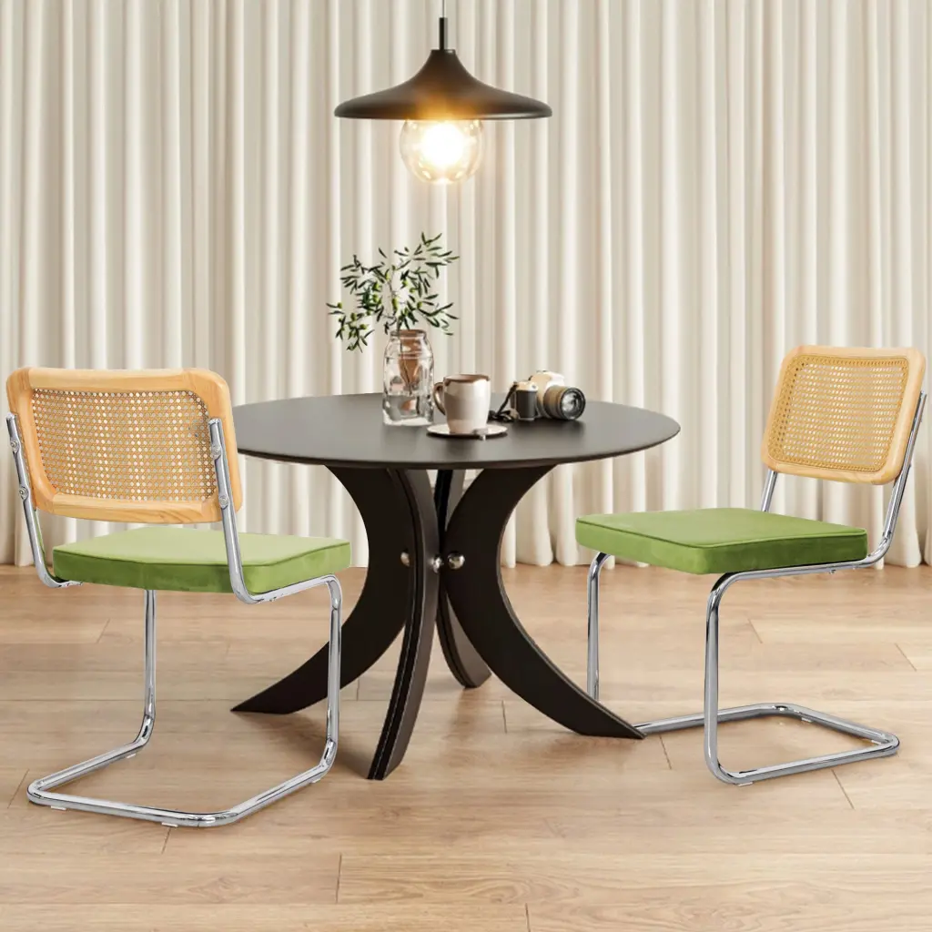 Mid Century Modern Dining Chairs Set 2 Velvet Accent Chairs Wooden Legs rnb