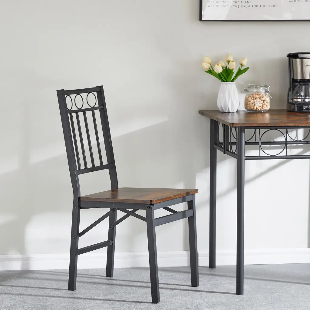 Modern Dining Chair Metallic and Timber Seat Dining Room rnb