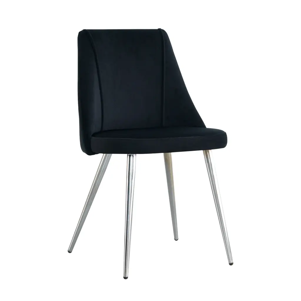 Modern Velvet Black Dining Chair High Back Bedroom Stool rnb
