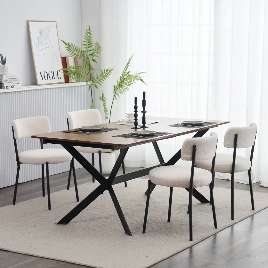 Set 2 Mid Century Modern Teddy Fabric Dining Chairs rnb