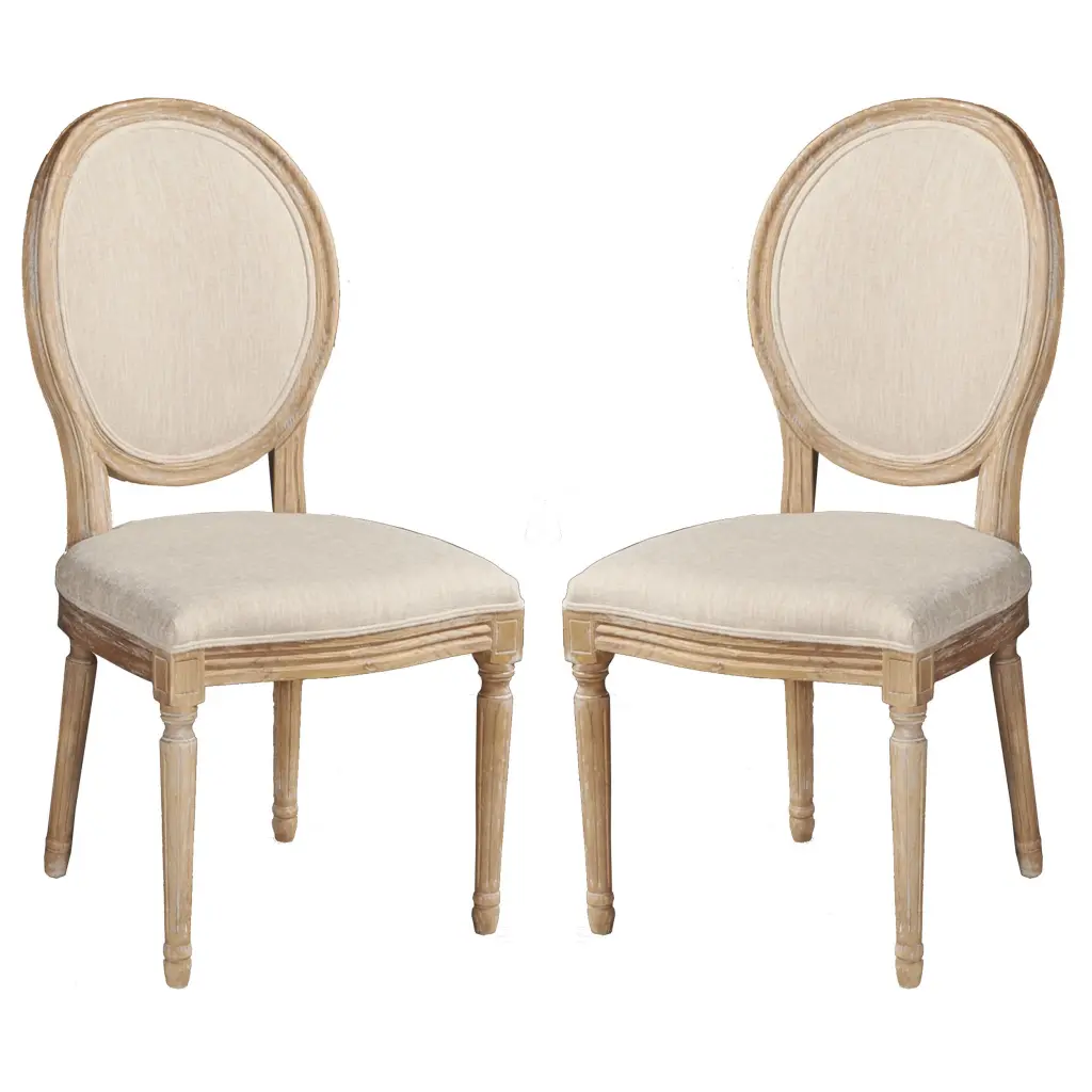 24 Inch Distressed Wood Dining Chair Beige Set 2 Natural Finish royal hampton