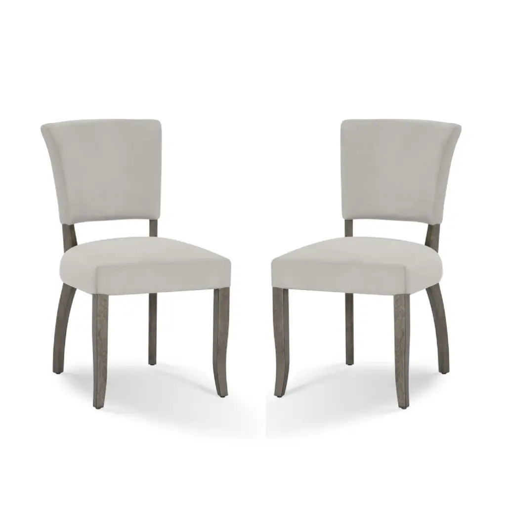 20 Inch Upholstered Solid Timber Flared Dining Chair Set 2 Light Beige royal hampton