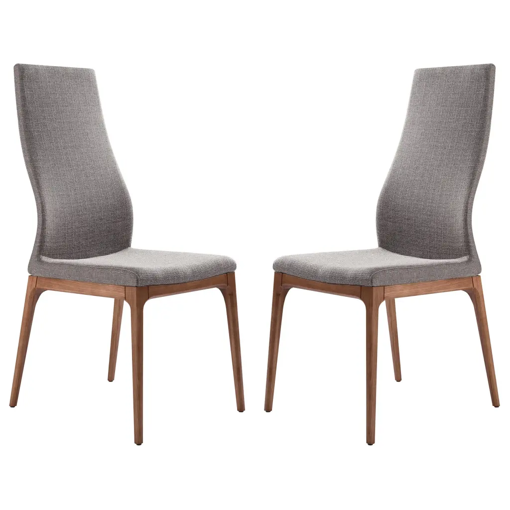 Material Sloped Elongated Back Dining Chair Splayed Legs Set 2 royal hampton