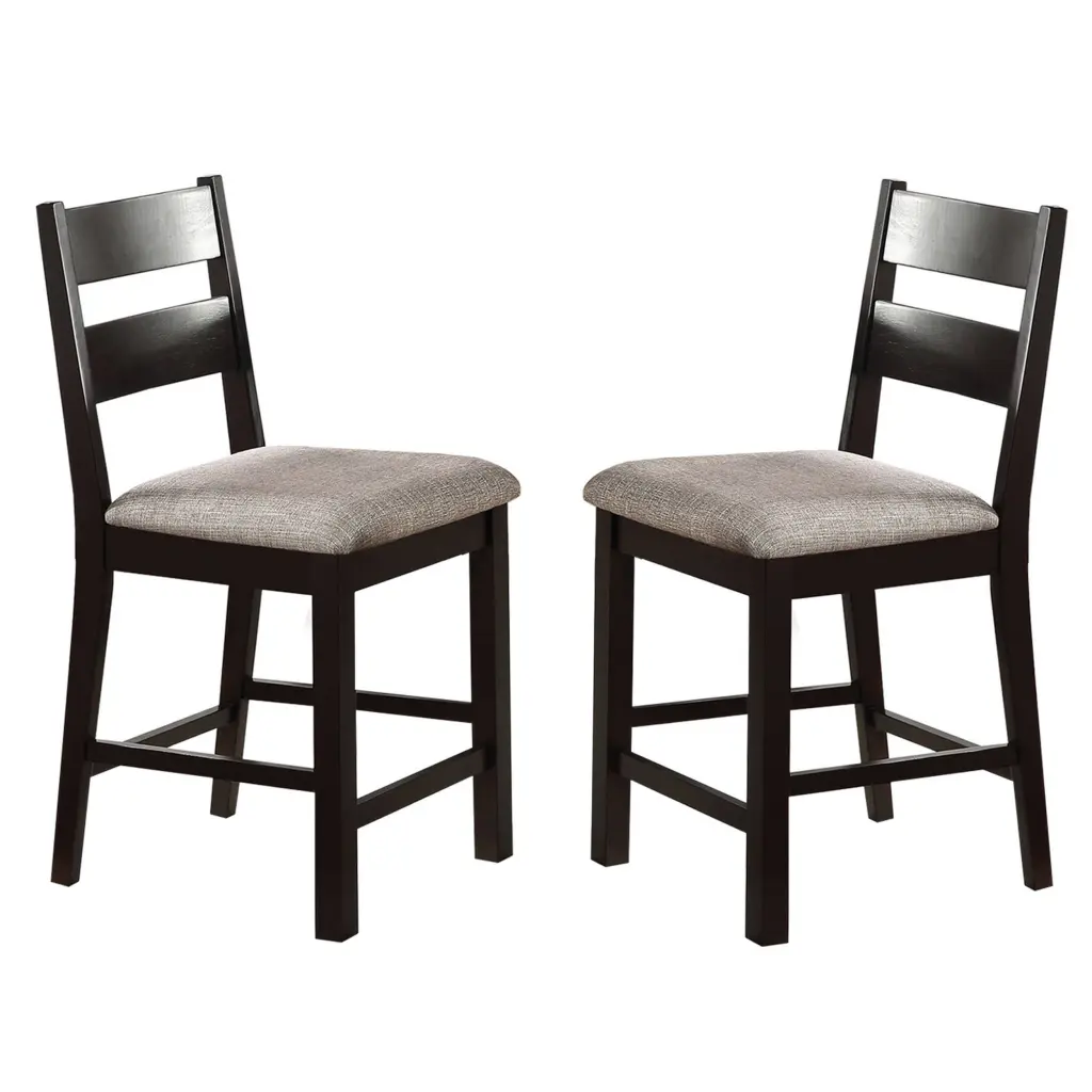 Reid 24 Inch Counter Height Chair Set 2 Slatted Espresso Brown royal hampton