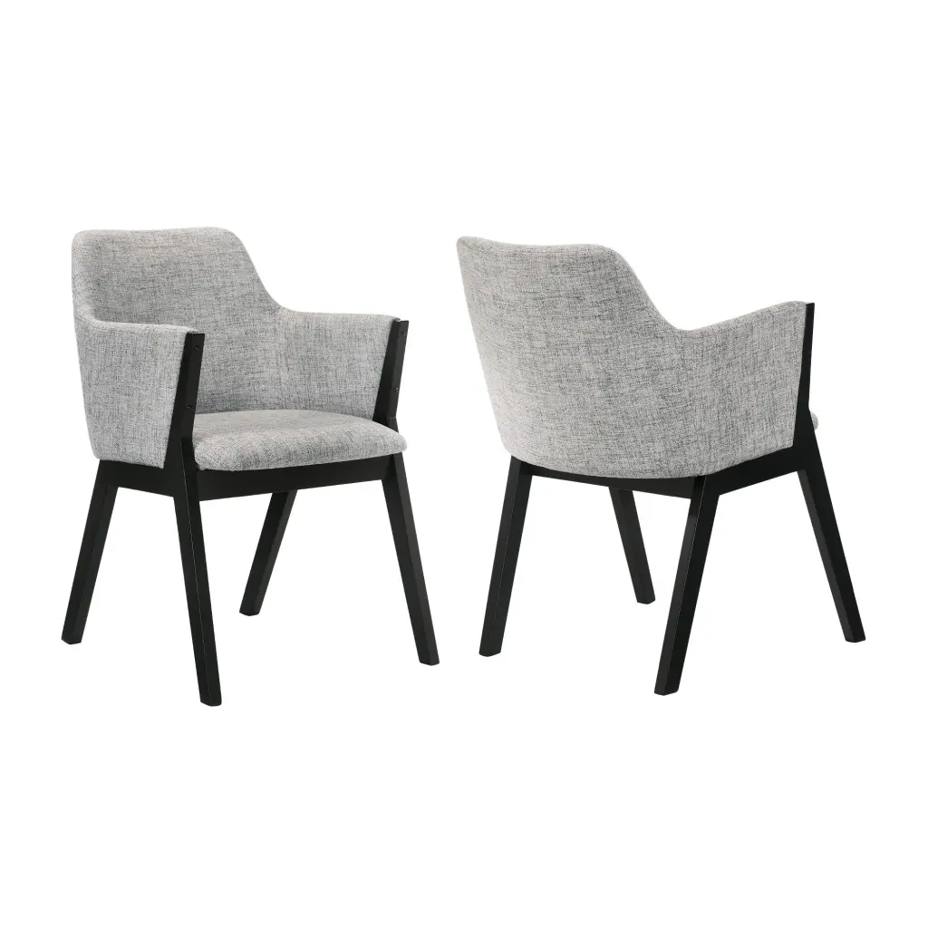 Renzo Dining Side Chairs Set 2 - Light Gray Upholstery Black Wood Frame royal hampton