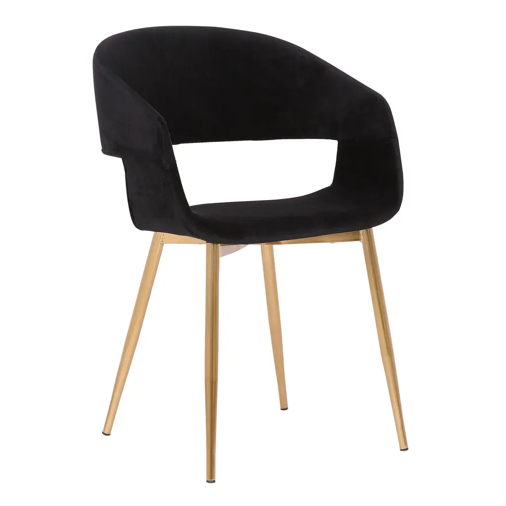 Upholstered Open Back Dining Accent Chair Metallic Angled Legs, Black royal hampton