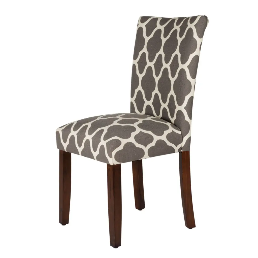 Wooden Parson Dining Chair Quatrefoil Pattern Material Upholstery royal hampton