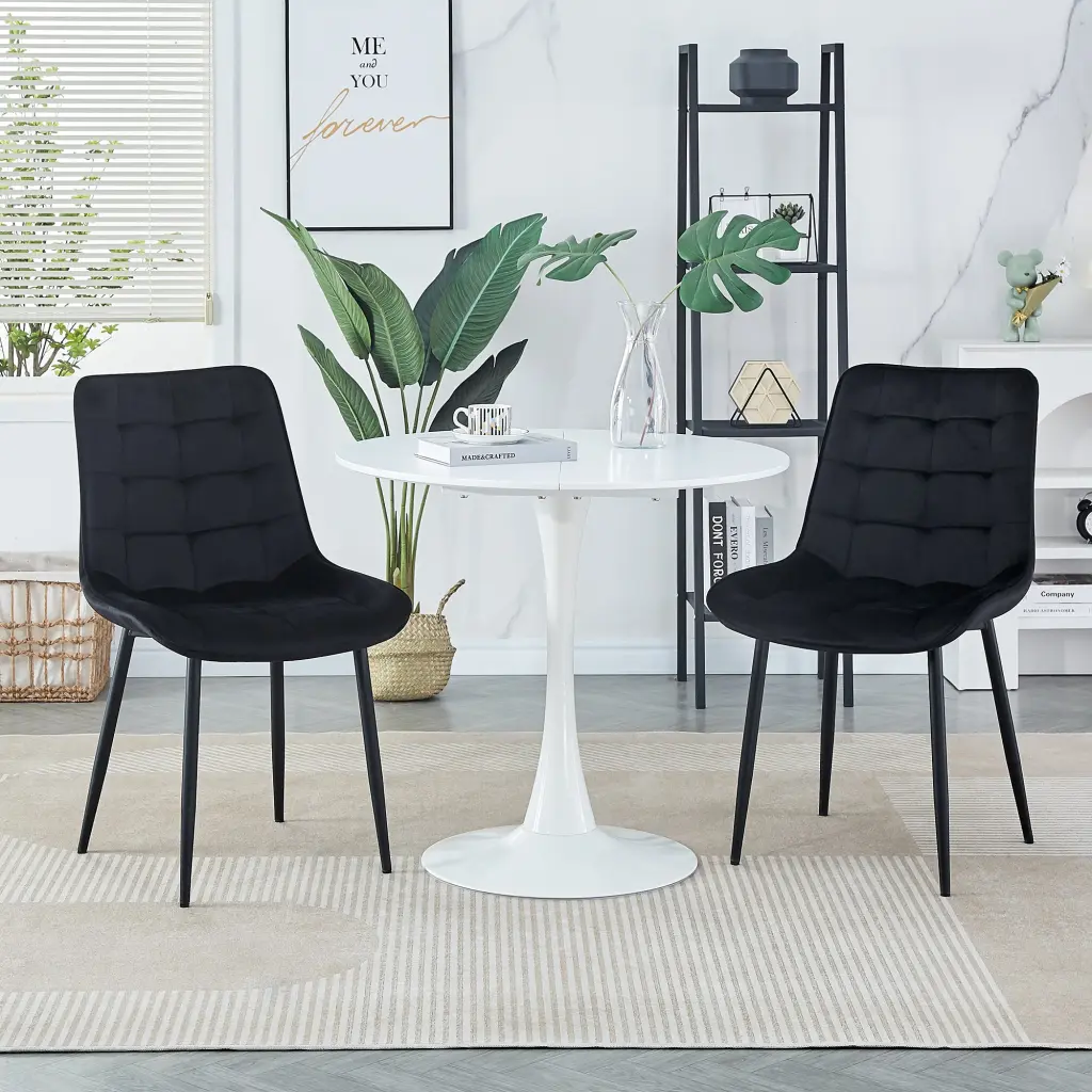 2Pcs Black Modern Dining Chairs Restaurant Style Kitchen Chairs sailway