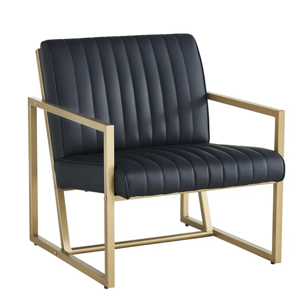Modern High Quality PU Black Alloy Metal Armchair Kitchen Dining sailway