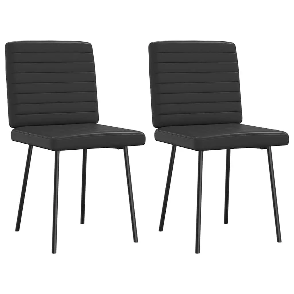 Set 2 Black Faux Leather Dining Chairs Modern Kitchen