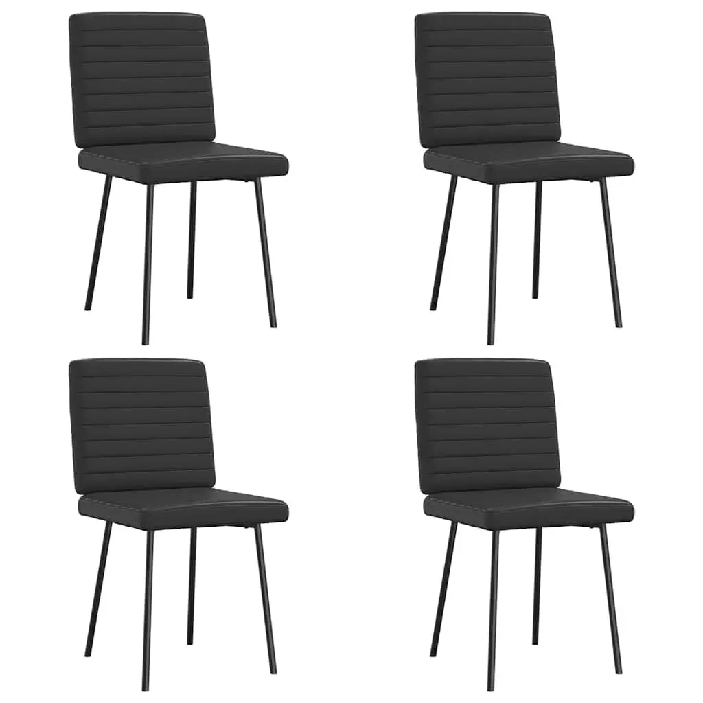 Set 4 Black Faux Leather Dining Chairs Home Dining