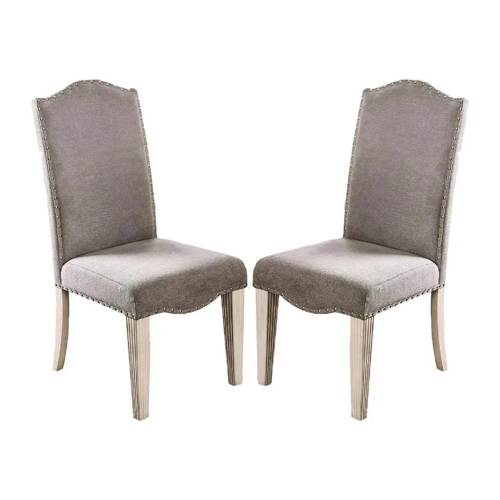 Set 2 Gray and Antique White Parson Dining Chairs simple relax