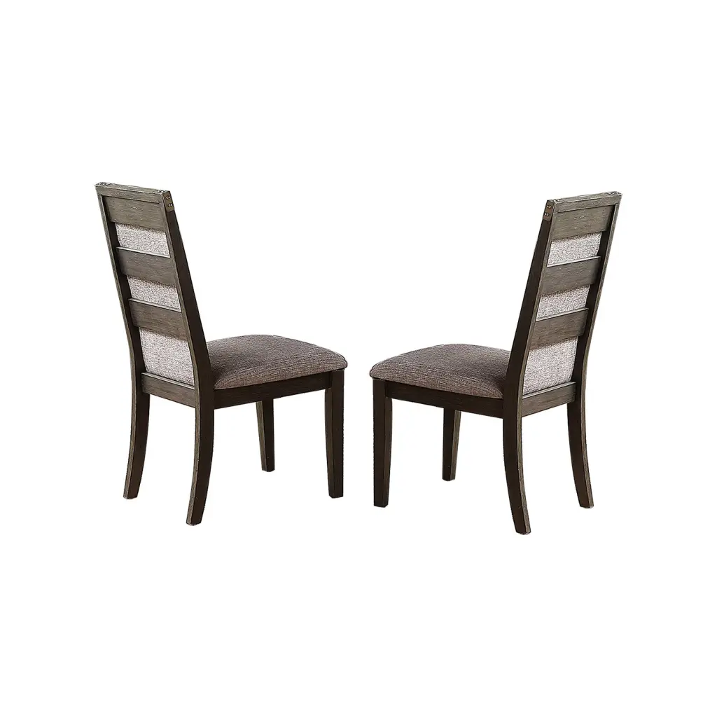 Set 2 Grey Upholstered Dining Chairs Cushion simple relax