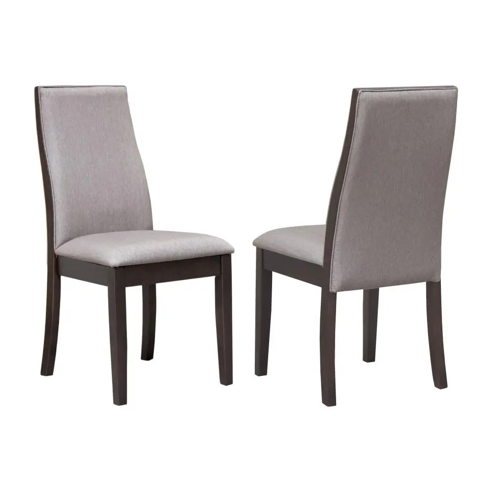 Set 2 Upholstered Dining Chairs Espresso Solid Wood Finish simple relax