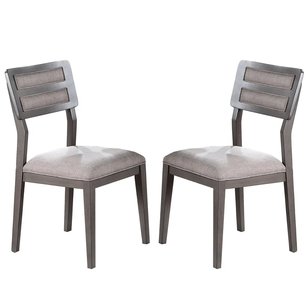 Set 2 Upholstered Dining Chairs Grey Solid simple relax