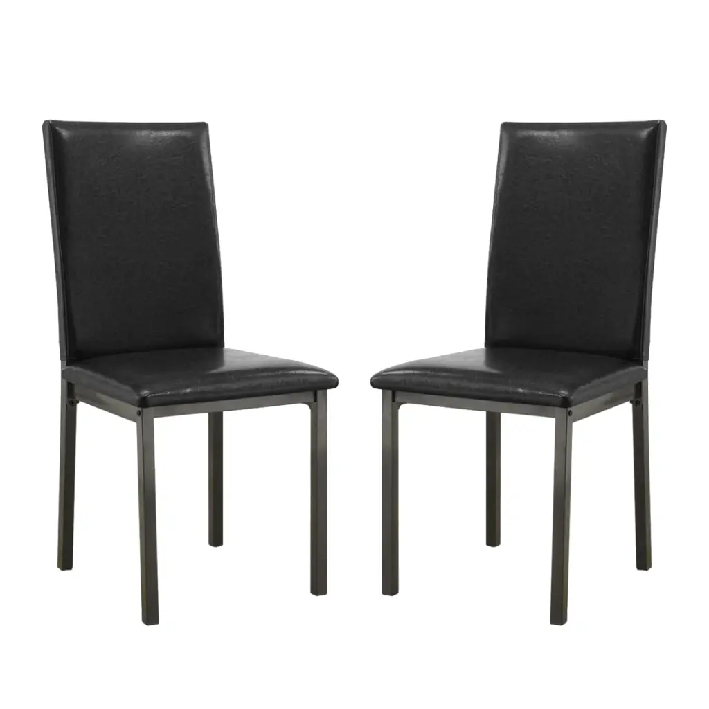 Set 2 Upholstered Side Chairs Black Solid Black Dining Room simple relax