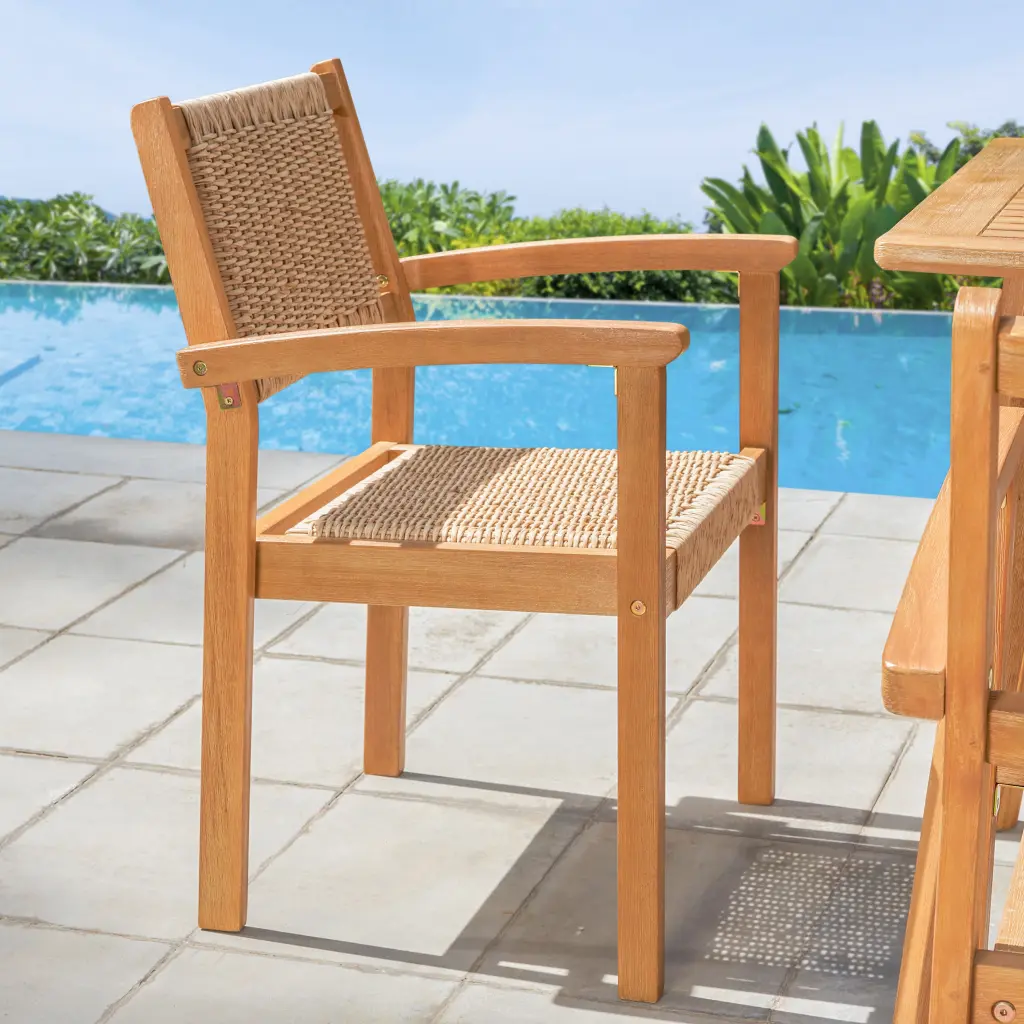 Mauricio Honey Wood Dining Chair Set 2 Light Brown Acacia Wood sol