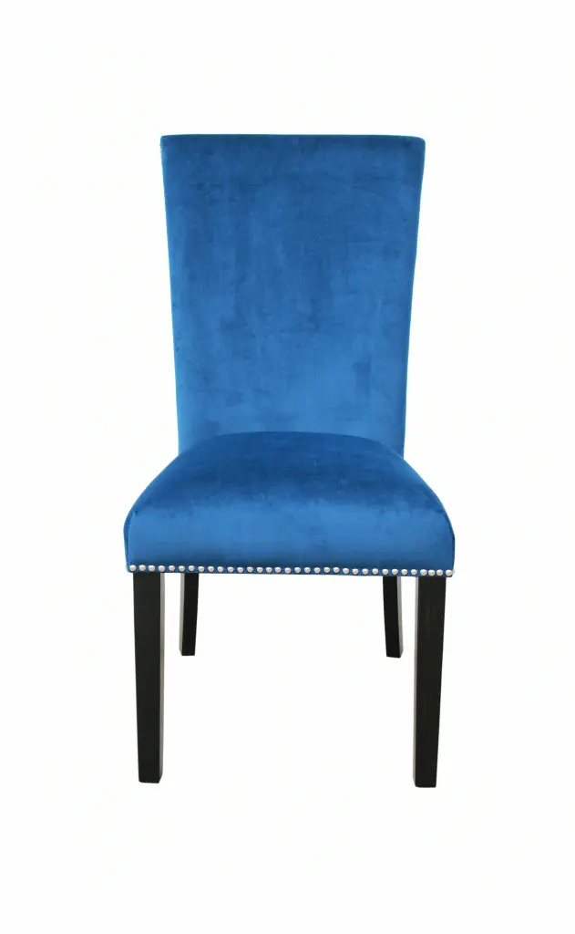 Camila Velvet Dining Chair Set 2 Blue Upholstered Kitchen Chairs steve silver furniture