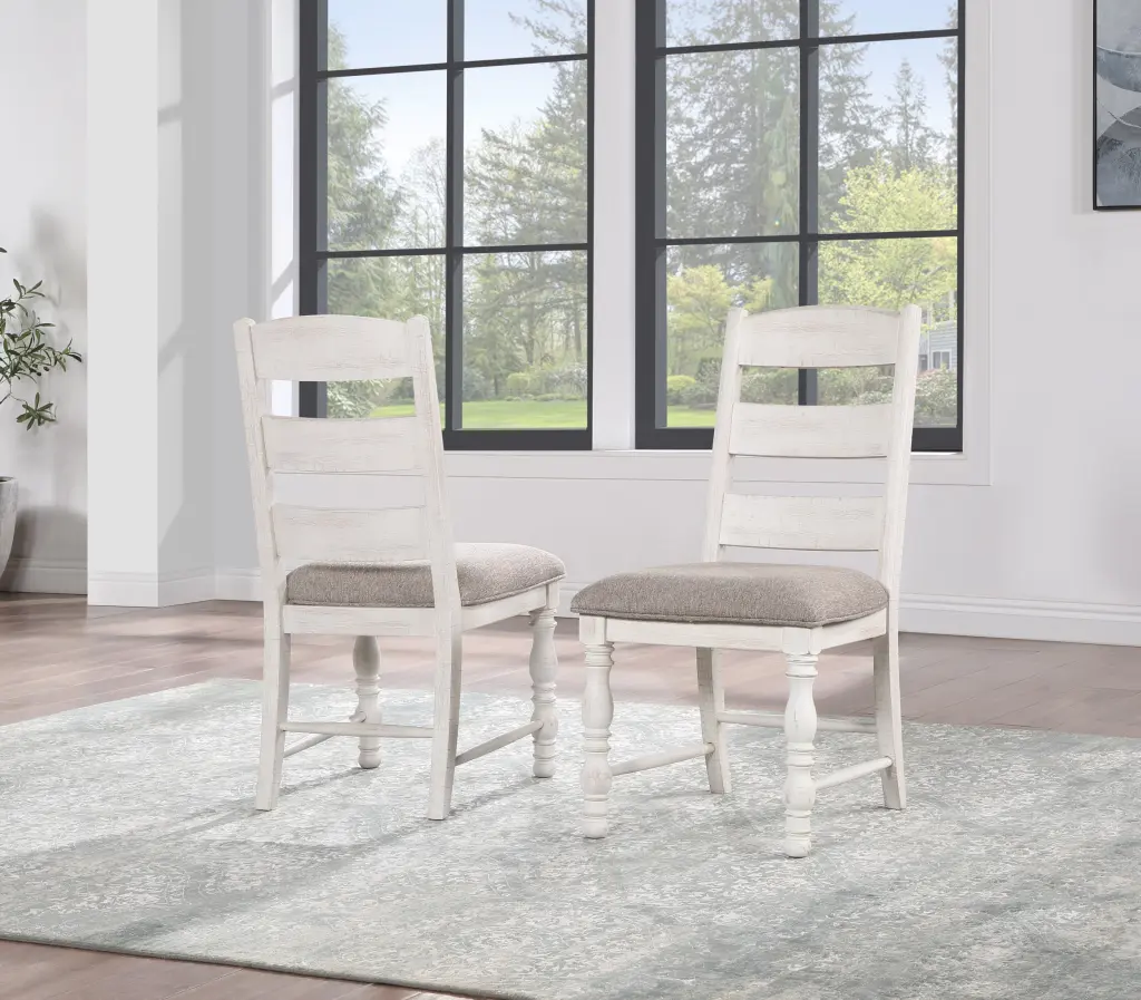 Heston Side Chair Set 2 White Timber Dining Chairs steve silver furniture