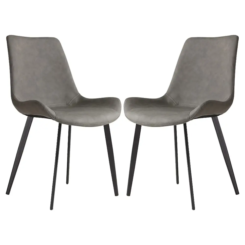 2 Pcs Faux Leather Dining Chairs Mid Century Modern Upholstered Side Chairs t2879