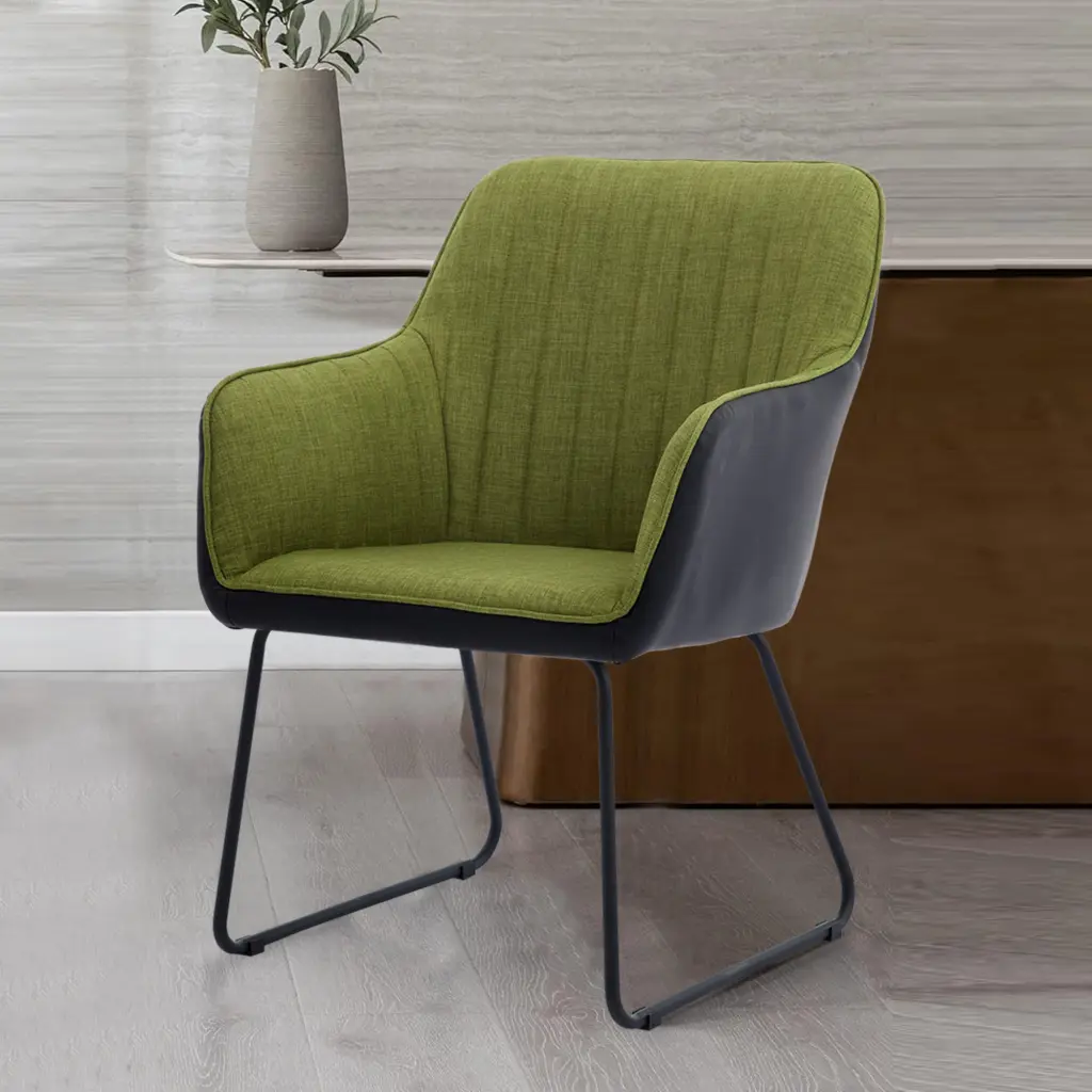 Ts Leisure Chair Dining Chair Dark Green Black Linen ts furniture