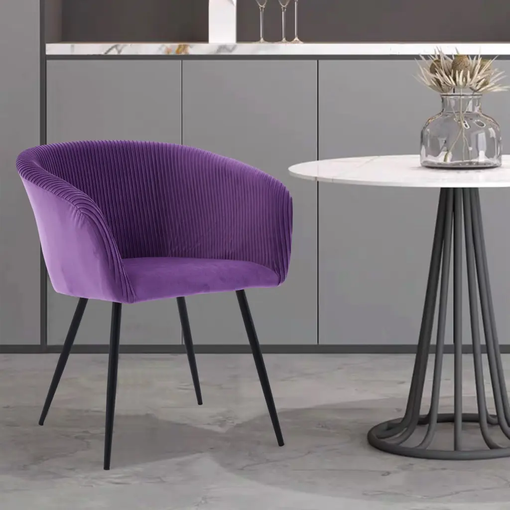 Ts Stripe Dining Chair Purple Velvet Modern Accent Chair ts furniture