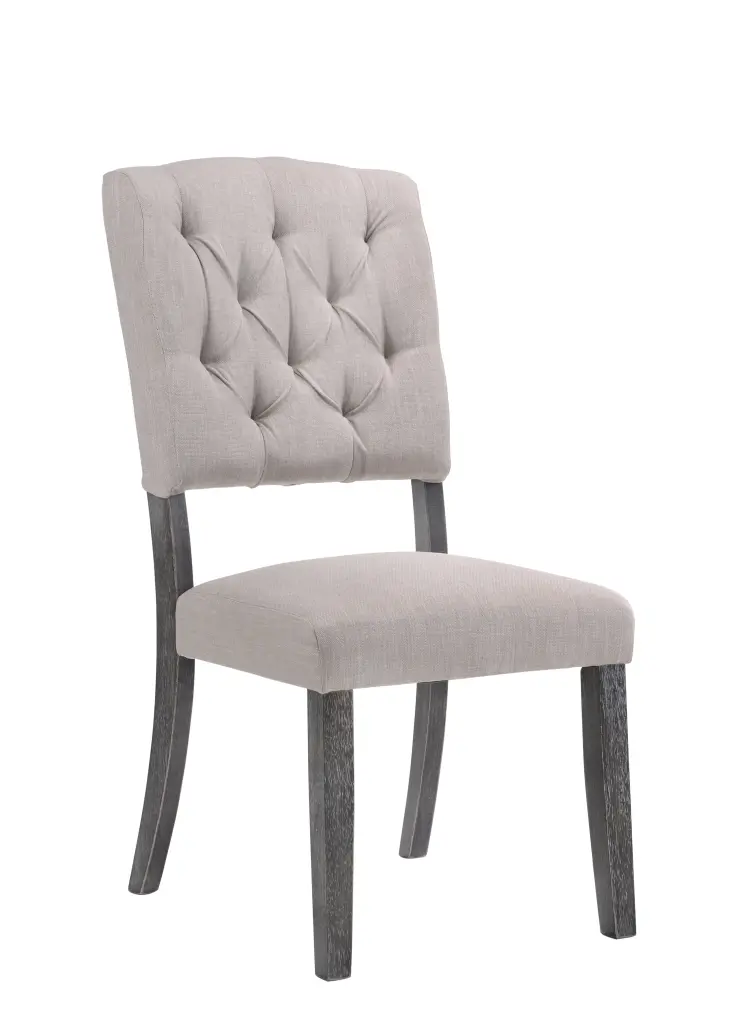 Bernard Beige Linen and Weathered Gray Oak Finish Side Chair Set 2 urban nest