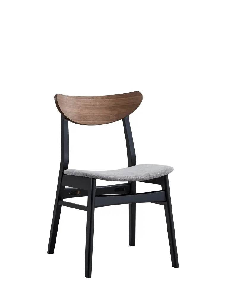 Rebi Gray Linen Walnut and Black Finish Side Chair Set 2 urban nest