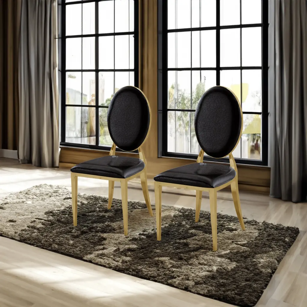 Dining Chair Set 2 Oval Backrest Design and Stainless Steel Legs w1241 artisan furniture