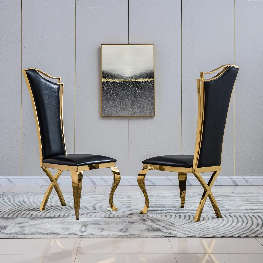 Unique Design Backrest Dining Chair Stainless Alloy Metal Legs Set 2 Modern Seating w1241 artisan furniture