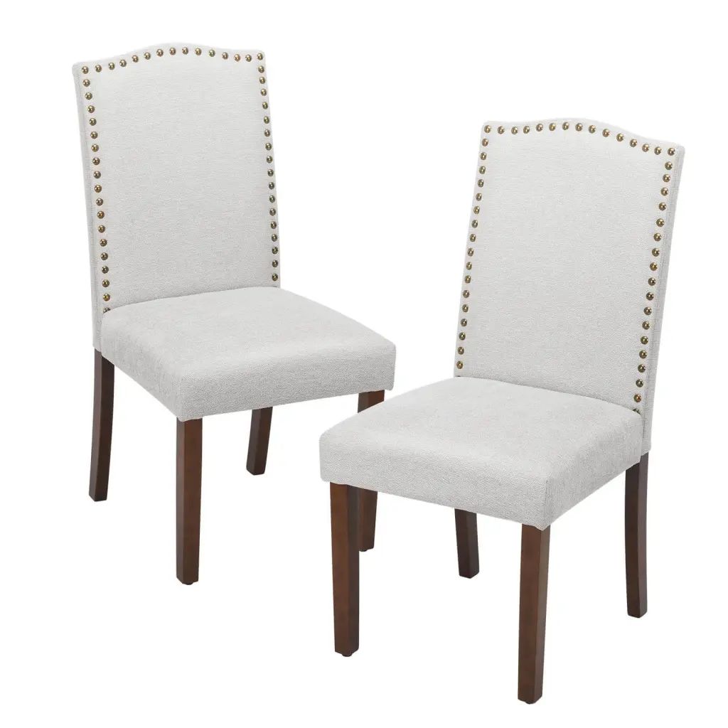 Modern Armless Dining Chairs Upholstered Material Gray 2P w2201
