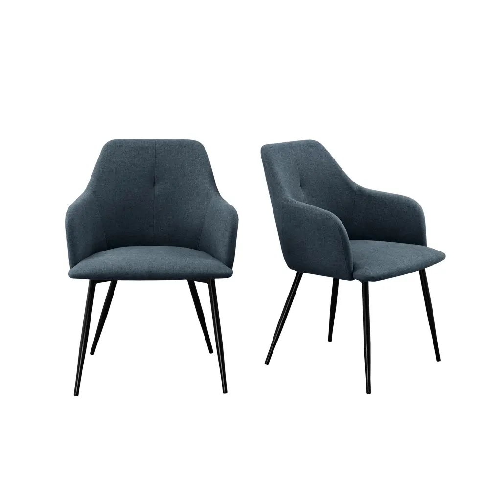 Contemporary Upholstered Woven Dining Chairs Indigo Blue walker edison