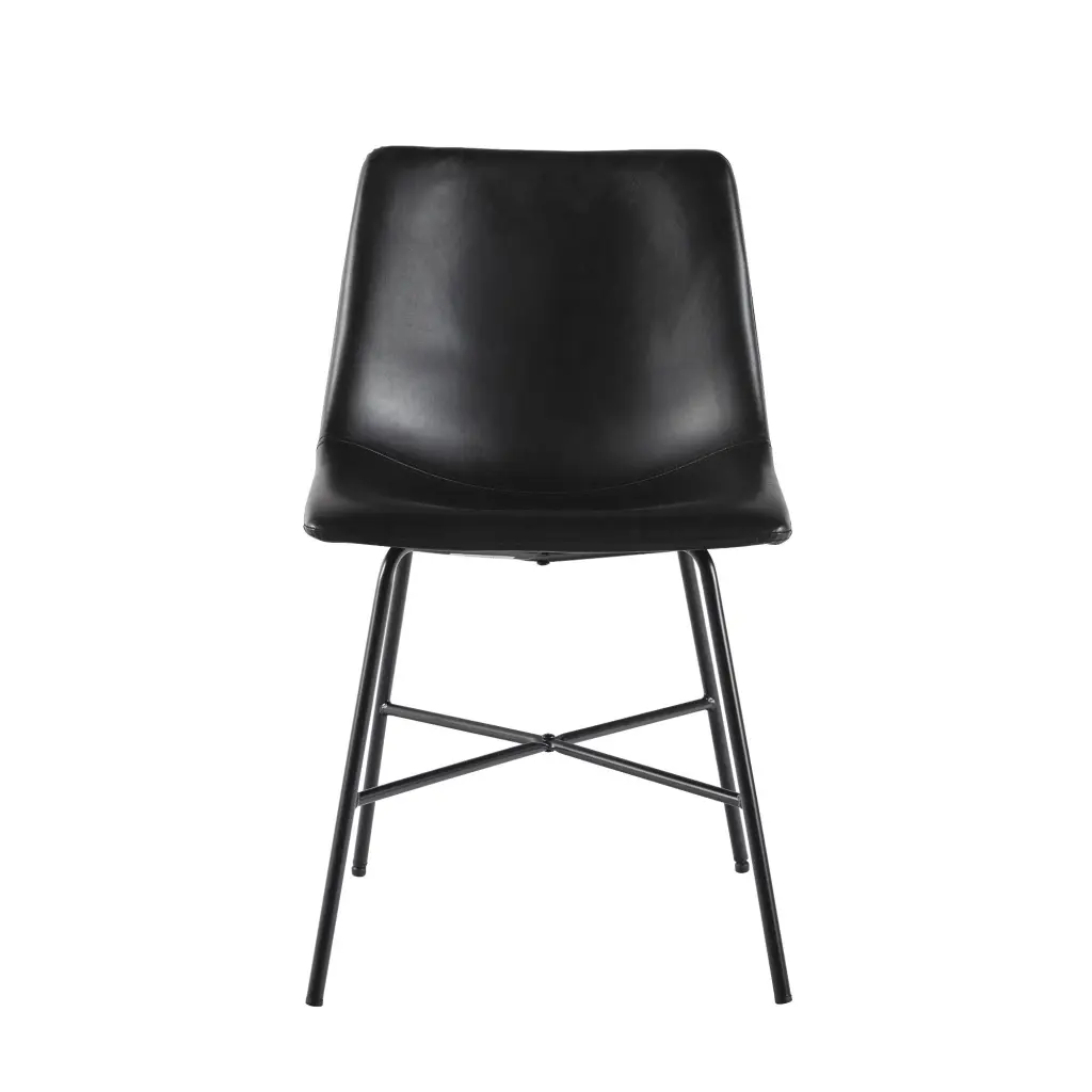 Modern Upholstered Dining Chair Metal X Base Set 2 Black walker edison