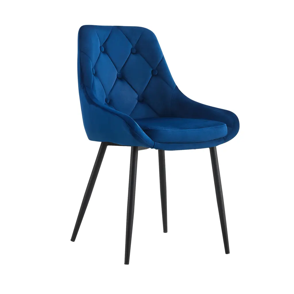 Modern Blue Velvet Dining Chairs, Fabric Accent Upholstered Side Chairs Set 2 youngmagic